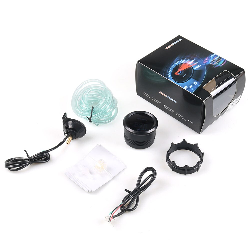 2" 52mm Blue Digital LED Turbo Boost Gauge – PSI – Black Face – Smoked Lens – RYSJM BL0026