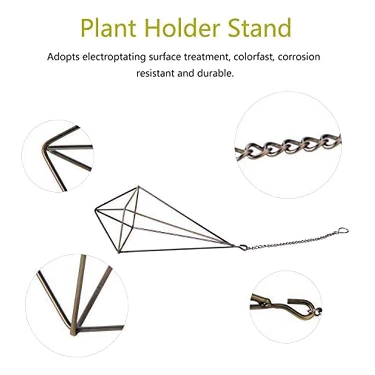 3 pakke hængende luftplanteholder geometrisk planter luftplantestativ tillandsia bøjle med kæde til boligindretning