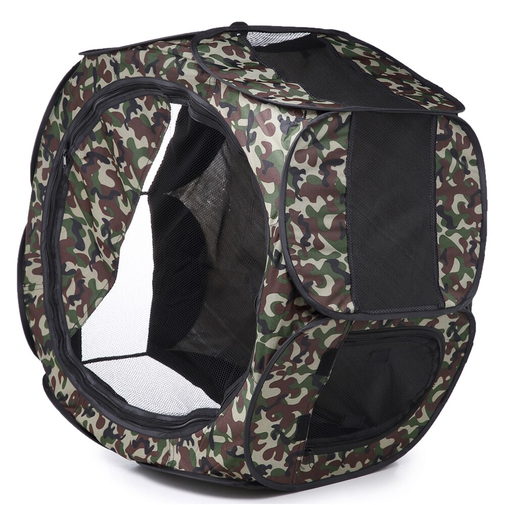 Jaula portátil para cachorros, valla plegable para mascotas, corralito para gatos pequeños y grandes, camuflaje, transpirable, accesorios para mascotas