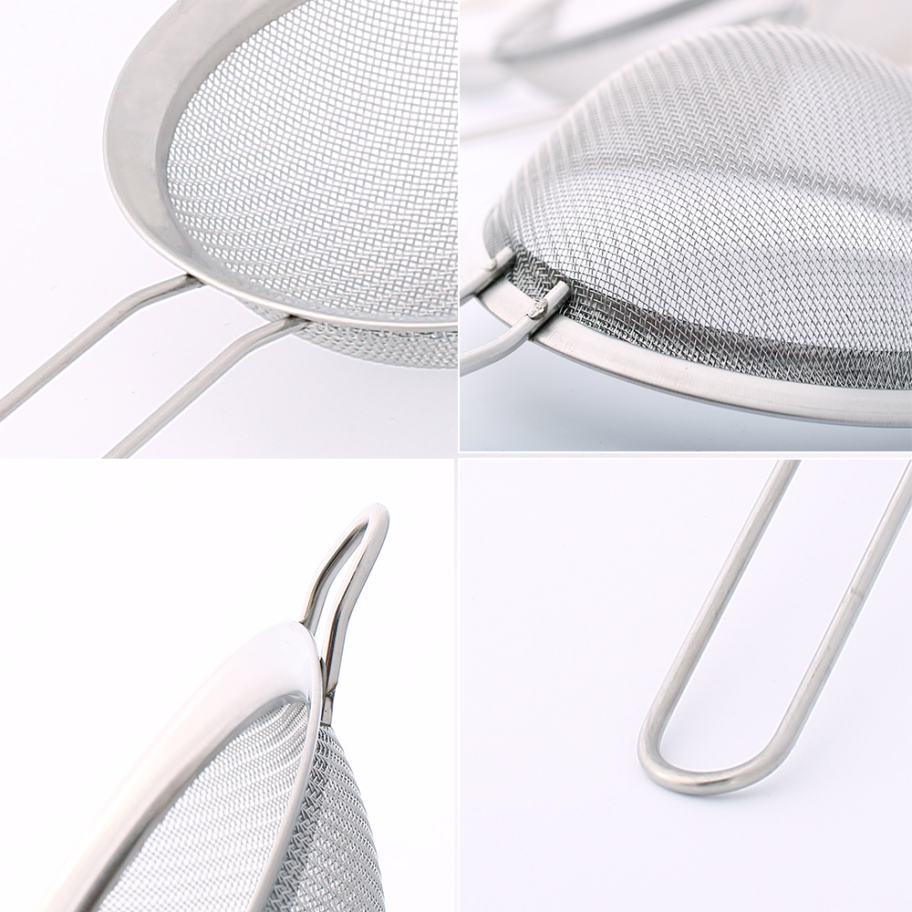 Tamis de farine d'huile de grillage fin de tamis d'acier inoxydable de 4 pièces/ensemble outils de cuisine de cuisson tailles 3 ", 4", 5.5 "et 8"