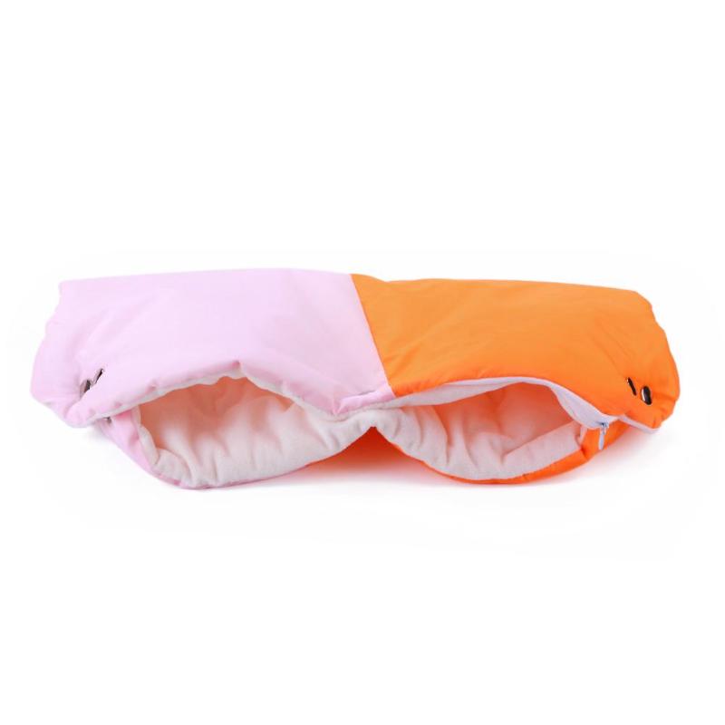 Winter Kinderwagen Wandelwagen Wanten Hand Cover Buggy Mof Handschoen Winkelwagen Accessoires Pasgeboren Baby Push Stoel Winddicht Handschoenen Outdoor Warme: Pink Orange