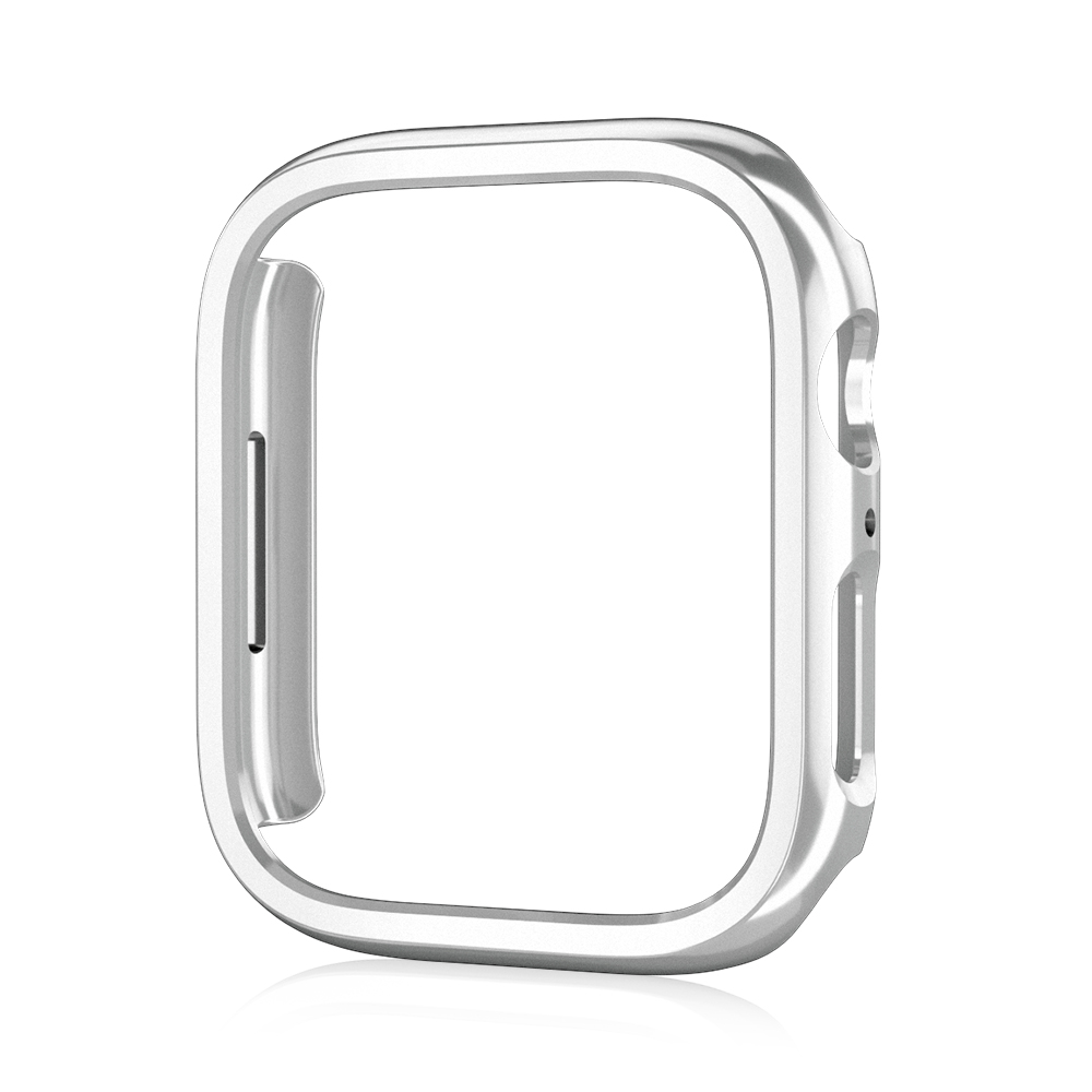Para Apple Watch 45mm 41mm 38mm 42mm 40mm 44mm cubierta de esqueleto chapada marco duro de la caja del parachoques de PC para iWatch SE 8 7 6 5 4 3 2 1 funda: Plata / 1.9 Pulgadas y Menos