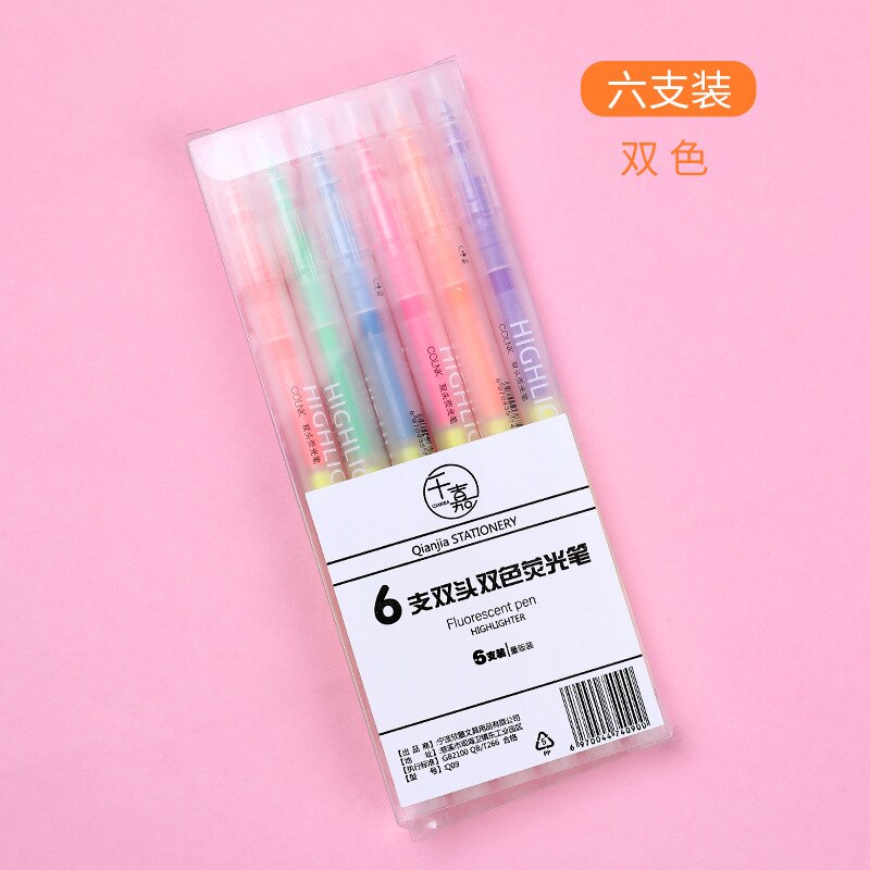 3/6 teile/satz Doppel Kopf Fluoreszierende Marker Stift Nachfüllbar Pastell Zeichnung Stift Für Studenten Schule Schreibwaren Büro Liefert