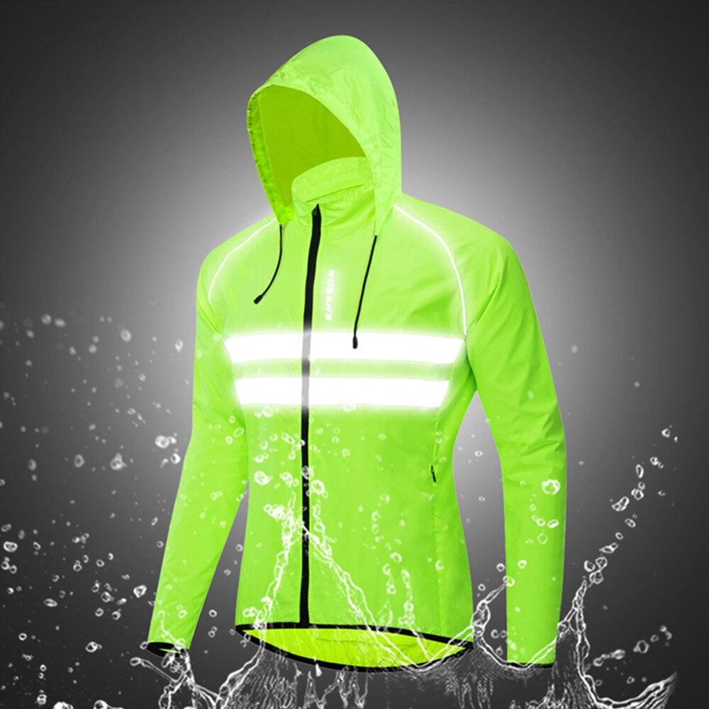 Outdoor Sports Men Windproof Hooded Cycling Jacket Breathable High Visibility Reflective Bike Bicycle Riding Sports Coat Jacket