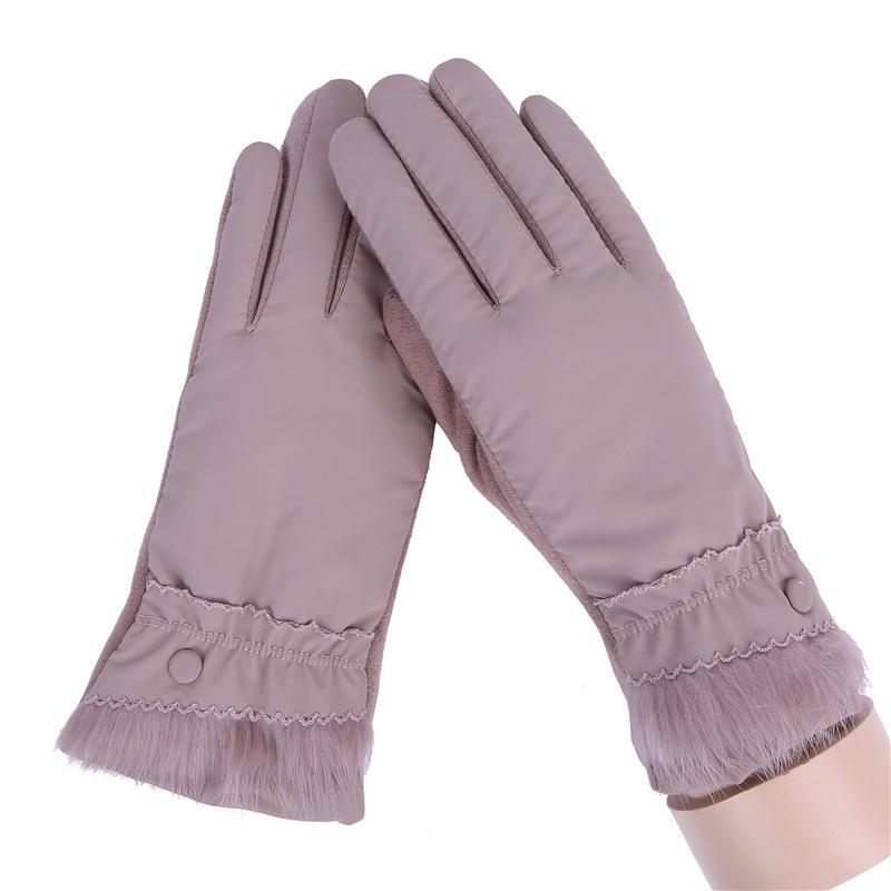 Pantalla táctil a prueba de viento sólida informal para mujer, guantes abrigados Unisex 027A, 027C, 027D, 027E: light purple027c