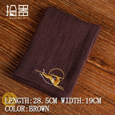 Vintage bomuld / linned broderet bord serviet viskestykke kinesisk duge hjorte mønster absorberende rengøringshåndklæder tilbehør: Kaffe