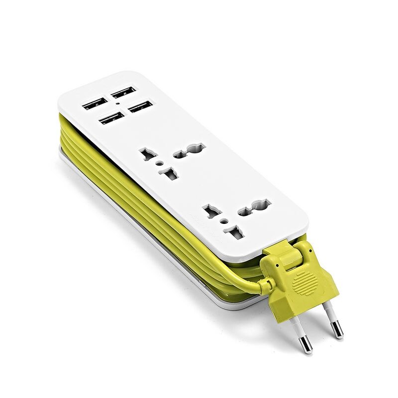 EU Travel Plug Socket EU European Power Extension Adapter 1.5m Cable Power Strip Travel Adapter Smart Phone Charger: Default Title
