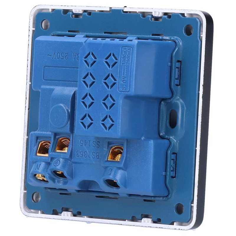 power socket Multi-Functional Wall Power Outlet Socket with 2 USB Port 13A for Home Office UK Plug 250V Black enchufe pared