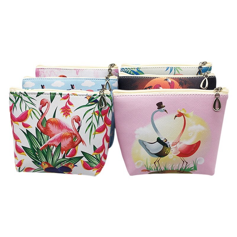 Flamingo Tragbare Sanitär Serviette Lagerung Tasche Leinwand Sanitär Pads Windeln Tasche Nähen Kit Geldbörse Kreditkarte Halter Taschen