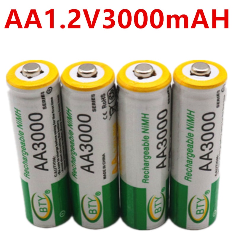 100% 1.2V 3000Mah Aa Nimh Oplaadbare Batterijen Ni-Mh Oplaadbare Aa Batterij Voor Speelgoed Camera Microfoon