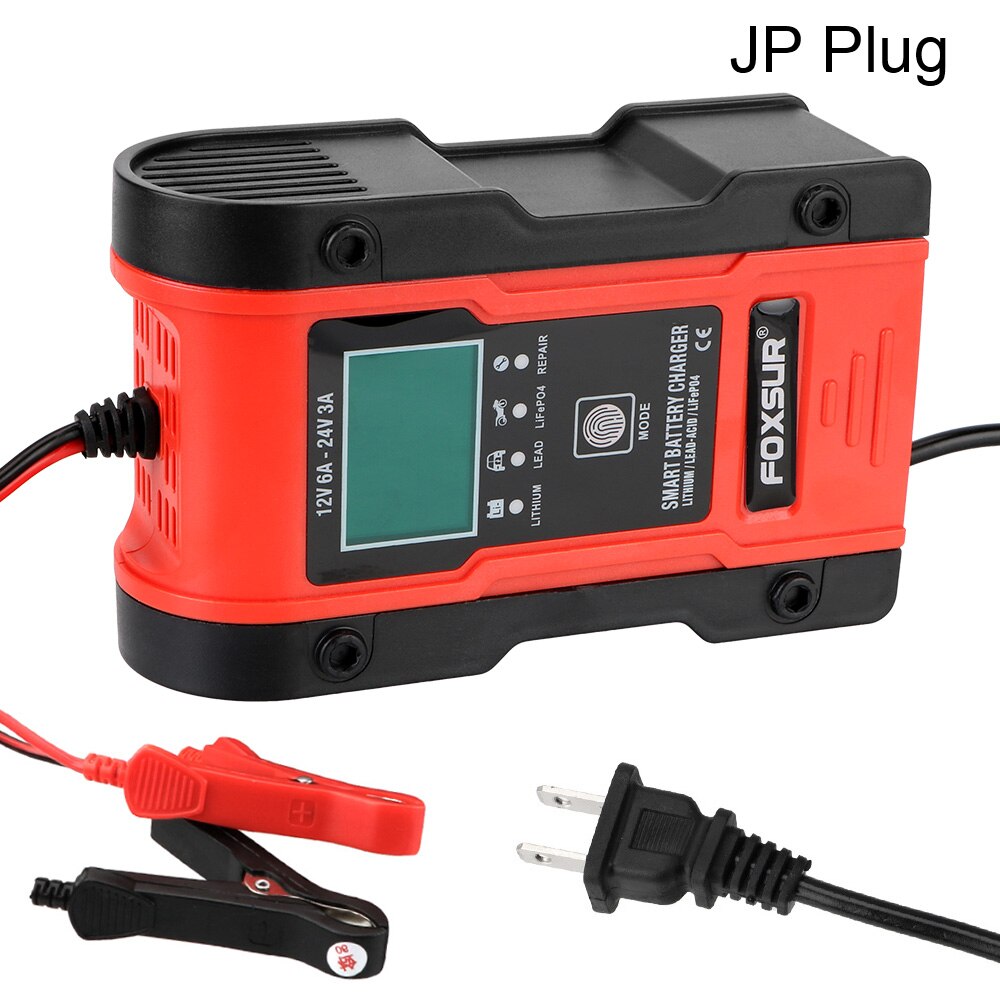 LEEPEE Puls Ladung Betreuer & Desulfator 12V-24V 6A Für Auto Motorrad Blei Säure Batterie Agm Gel batterie Ladegerät Intelligente: JP Stecker