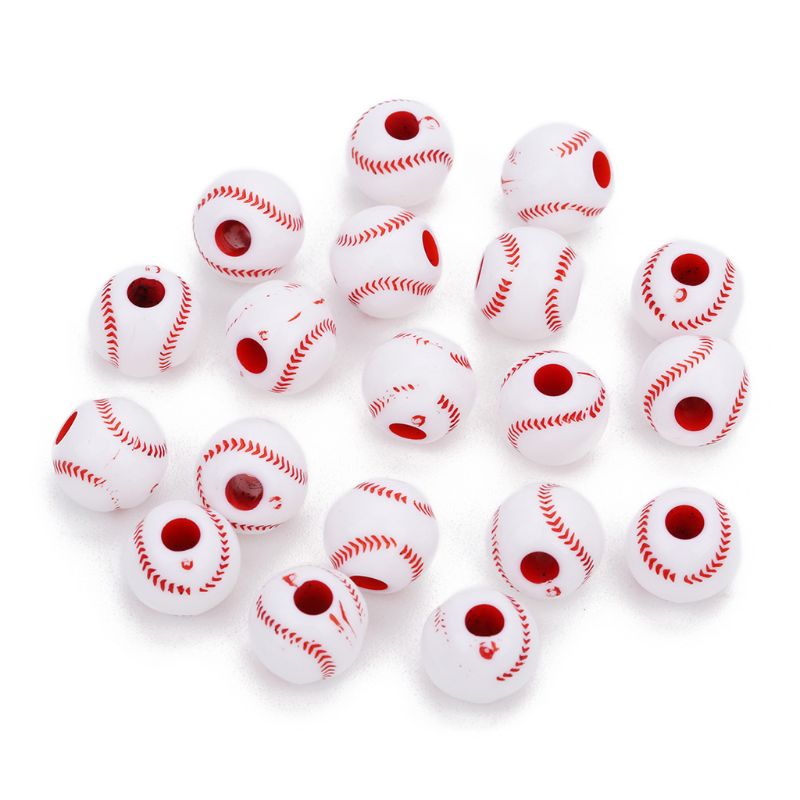 100 stk akryl baseball volleyball rugby tennis basketball perler 12mm sports ponni ball spacer perler smykkefremstilling
