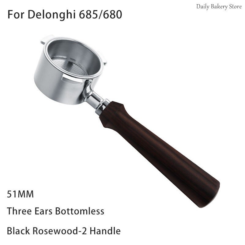 51mm Kaffee Filter für Delonghi 680/685 Ersatz Kaffee Maschine Griff Drei Ohren Boden Kaffee Griff Kaffee Zubehör: 3 Ears-Black 2