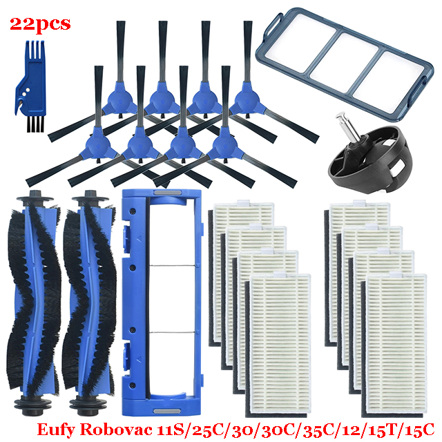 For Eufy Robovac 11S / 25C / 30 / 30C / 35C / 12 / 15T / 15C Slim Robot Vacuum Cleaner Parts Main Side Brush Cover Hepa Filter: Red