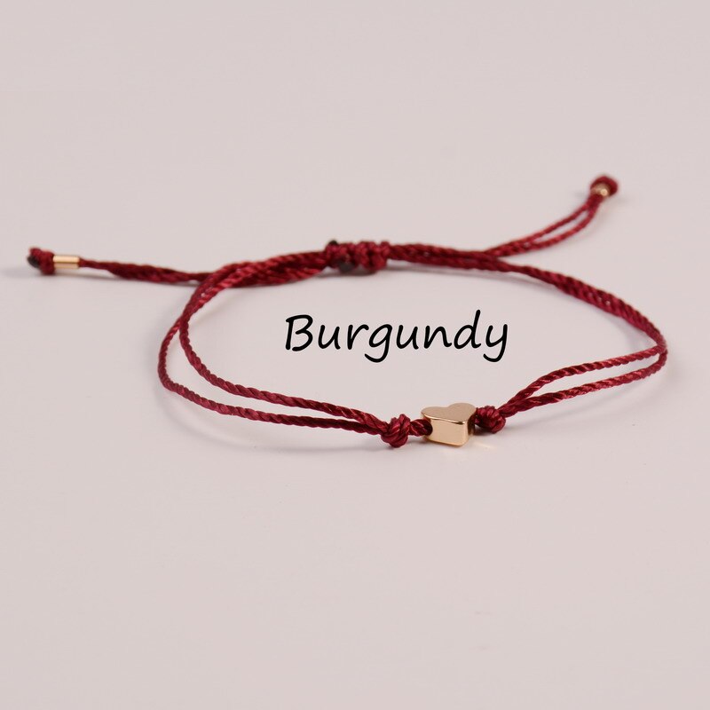 Kleurrijke Verstelbare Hart Handgemaakte Wax String Wens Armbanden & Bangles Vriendschap Armbanden voor Vrouwen Gouden Golf Sharp Armbanden: burgundy