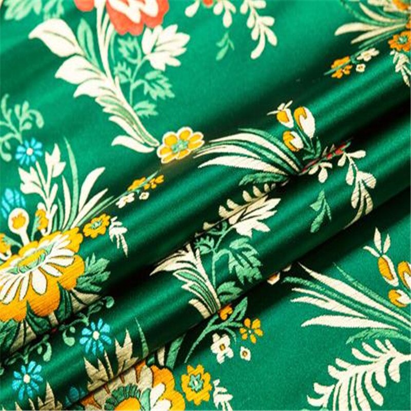 Jacquard Polyester Stoff Brokat Chinesische Blüte Krabbe Apfel Blumen- aufbringen Stoffe Für Herrliche Dame Bekleidung: 7 Grün