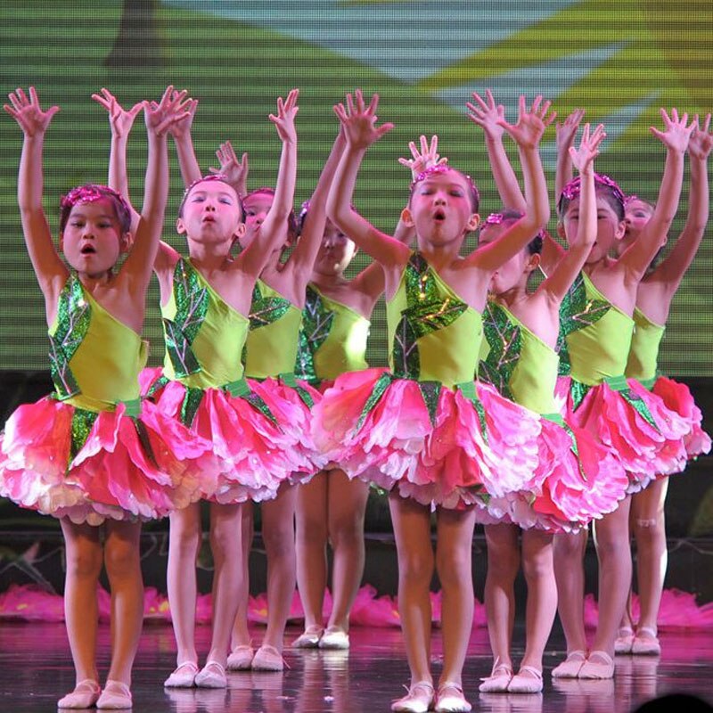 Kinderen Dag Chinese Kostuums Voeren Kids Showcase Jasmijn Dance Jurken Bloemblaadje Kleding Stage Performance Kleding