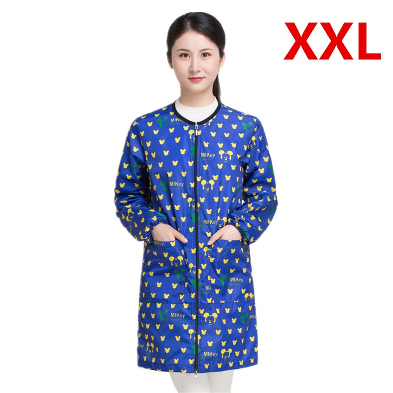 Salon Smock Hairdresser Long Sleeve Work Clothes Pet Grooming Haircut Waterproof Uniform Barber Assistant Apron: G010-Cartoon-XXL