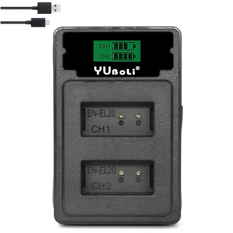 Batería EN-EL20 EN EL20a + cargador USB LED para Nikon Coolpix P1000 Nikon1 J1, J2, J3 Nikon1 AW1 ENEL20