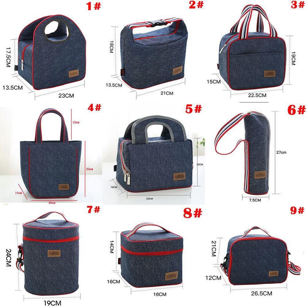 Portable Tote Heat Insulated Lunch Storage Cooler Food Box Denim Thermal Bag Portable Heat-insulated Cooler Lunch Box Tote