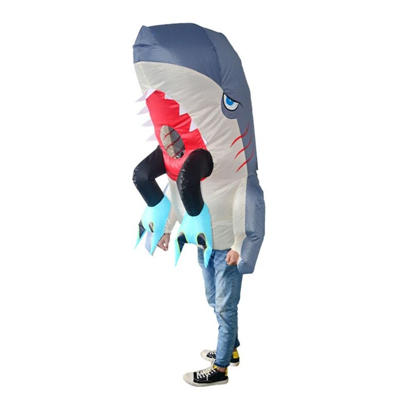 Aufblasbares Piranha-hai-kostüm für erwachsene, lustiges aufblasbares Outfit für halloween, cosplay und kostümpartys