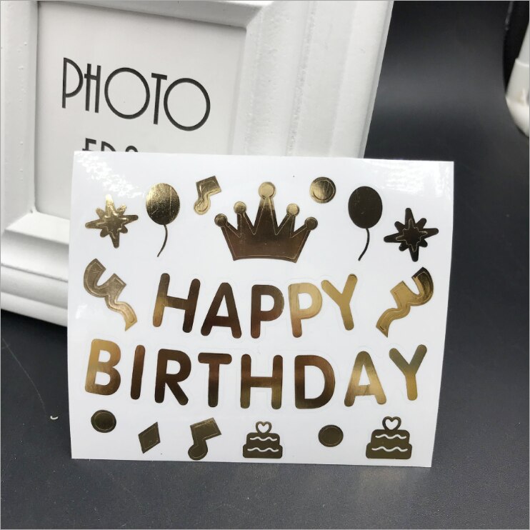 10*12cm DIY Happy Birthday Balloon Sticker Wave Ball Sticker I Love You Star Heart Crown Letter Balloons Stickers TM418: card13