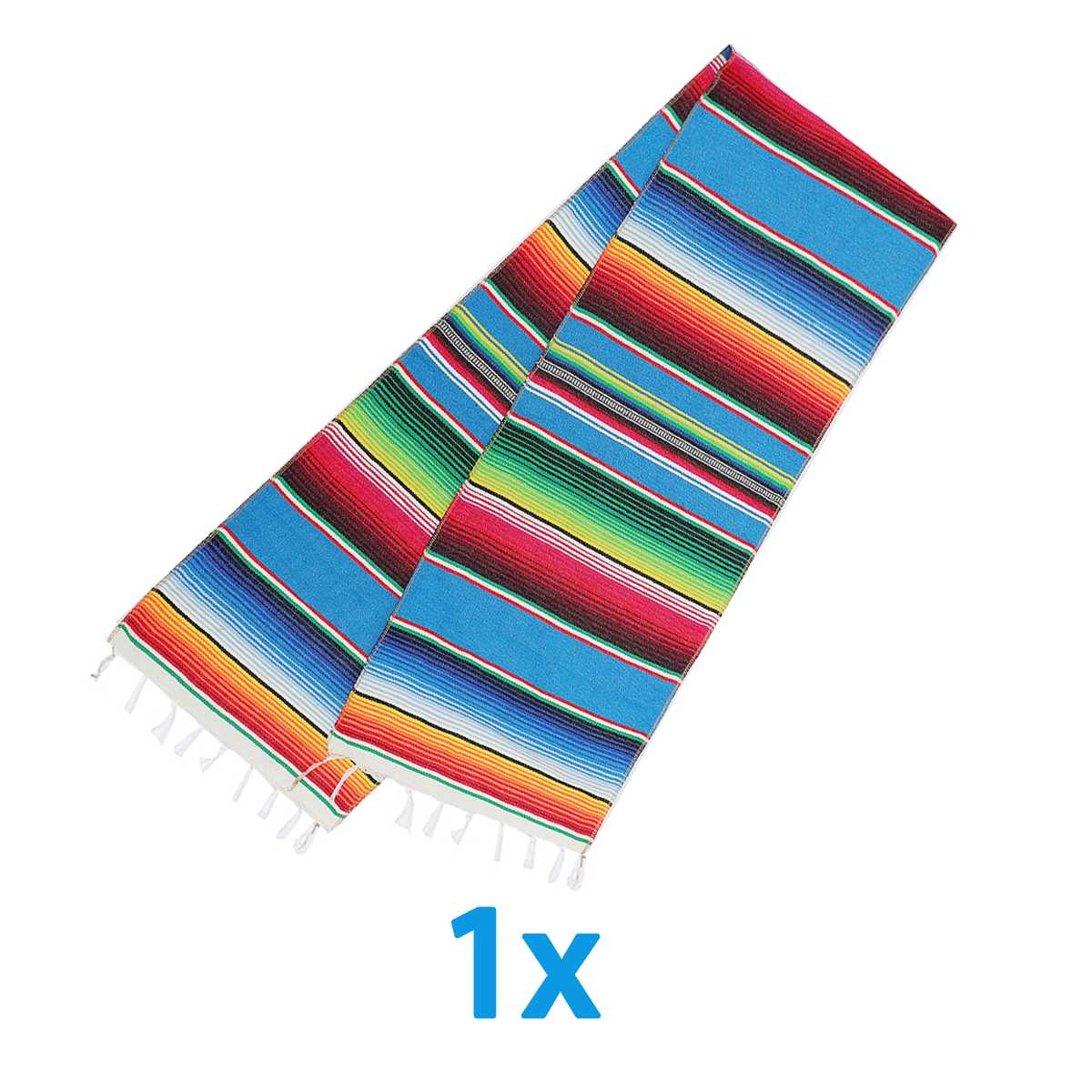 1piece Cotton Mexican Table Runner 213X35cm Rainbow Table Runners Party Serape Tablecloth DIY Wedding Party Home Decor: 1piece blue