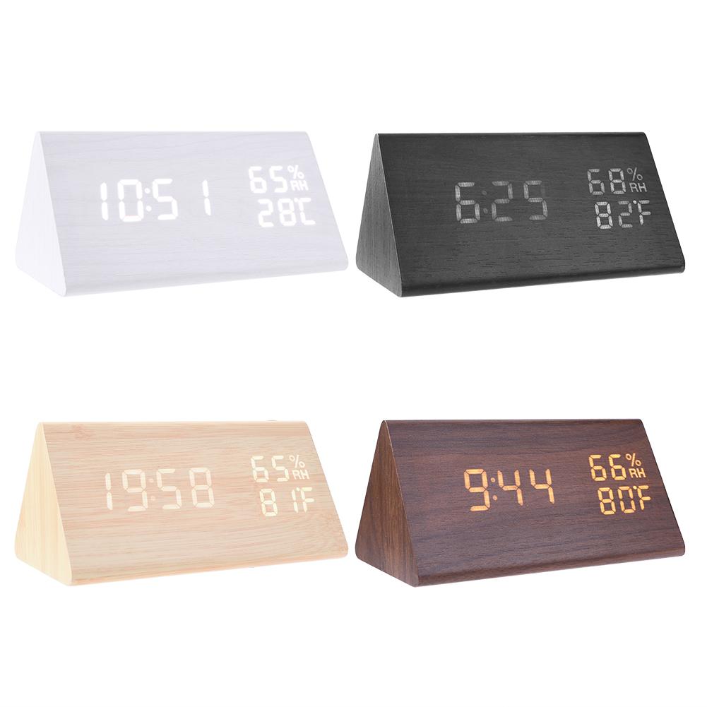 USB Wood LED Alarm Clocks Electronic Table Clock S... – Grandado