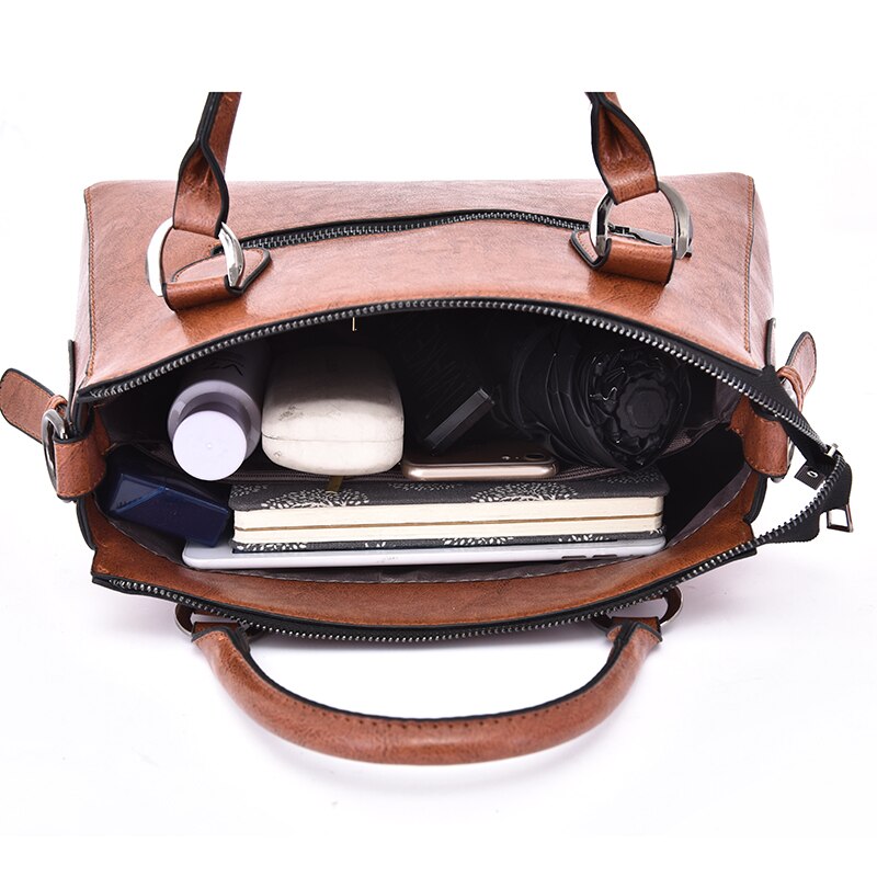 Marken-damen-schultertasche, damenhandtasche aus pu-leder, retro-umhängetasche, motorrad-umhängetasche