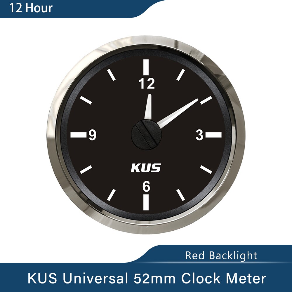 Kus garanteret urmåler 12-- timers format med baggrundsbelysning 52mm(2 " ) 12v/24v: Bs