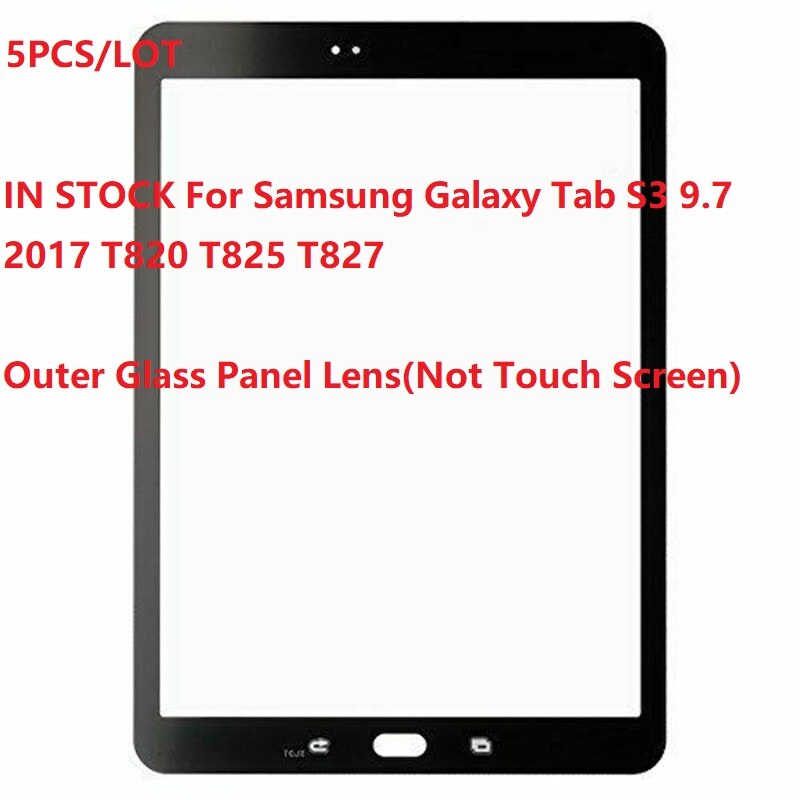 5 Stks/partij 9.7 "Voor Samsung Galaxy Tab S3 9.7 T820 T825 T827 Outer Glass Panel Lens Vervanging (Niet Touch Screen)