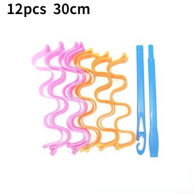 10/12 stück hitzefreie lockenwickler, magische wellenformer, spiralförmige haarwickler, wellenwickler, damen-frisurenwickler, haarstyling-werkzeuge: 30cm wasserwellen