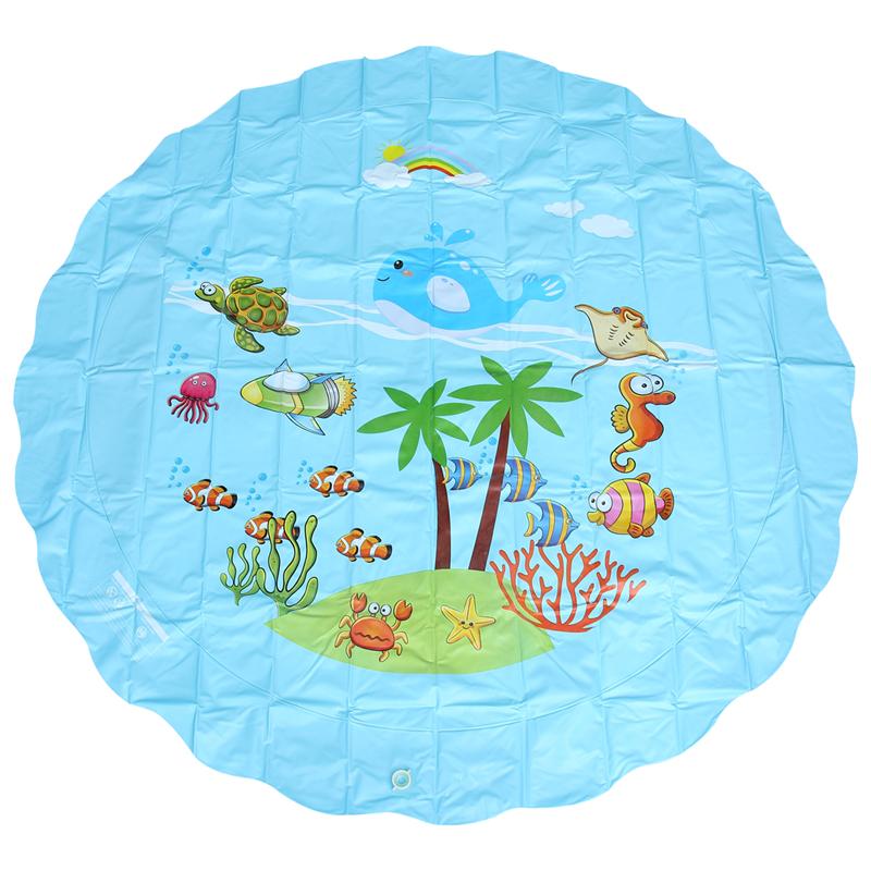 170cm Kids Water Spray Mat Sprinkler Pad Mat Children Summer Outdoor Water Splash Play Mat Lawn Inflatable Cushion Toy: Sky-blue