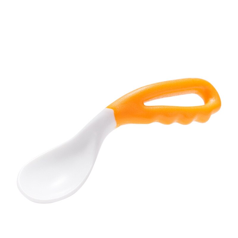 Bebé chico bebé niño cuchara de alimentación formación cuchara cubiertos vajilla comida cabezal curvo curva utensilios niños suministros