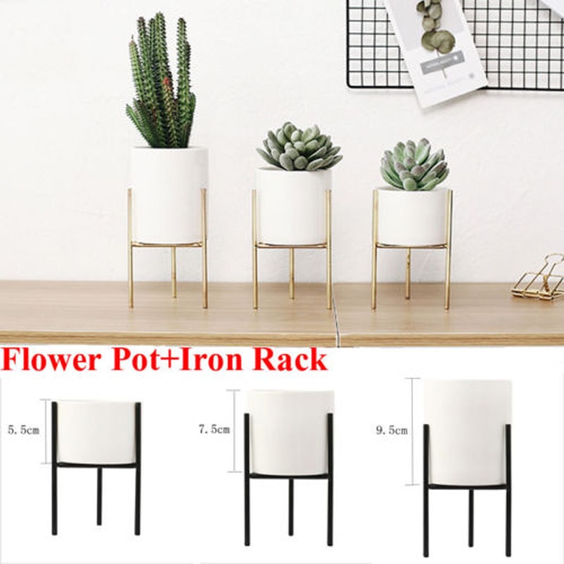 Mærke jern plante vase stå plantageholder holder keramisk blomst solid krukke hyldeholder have