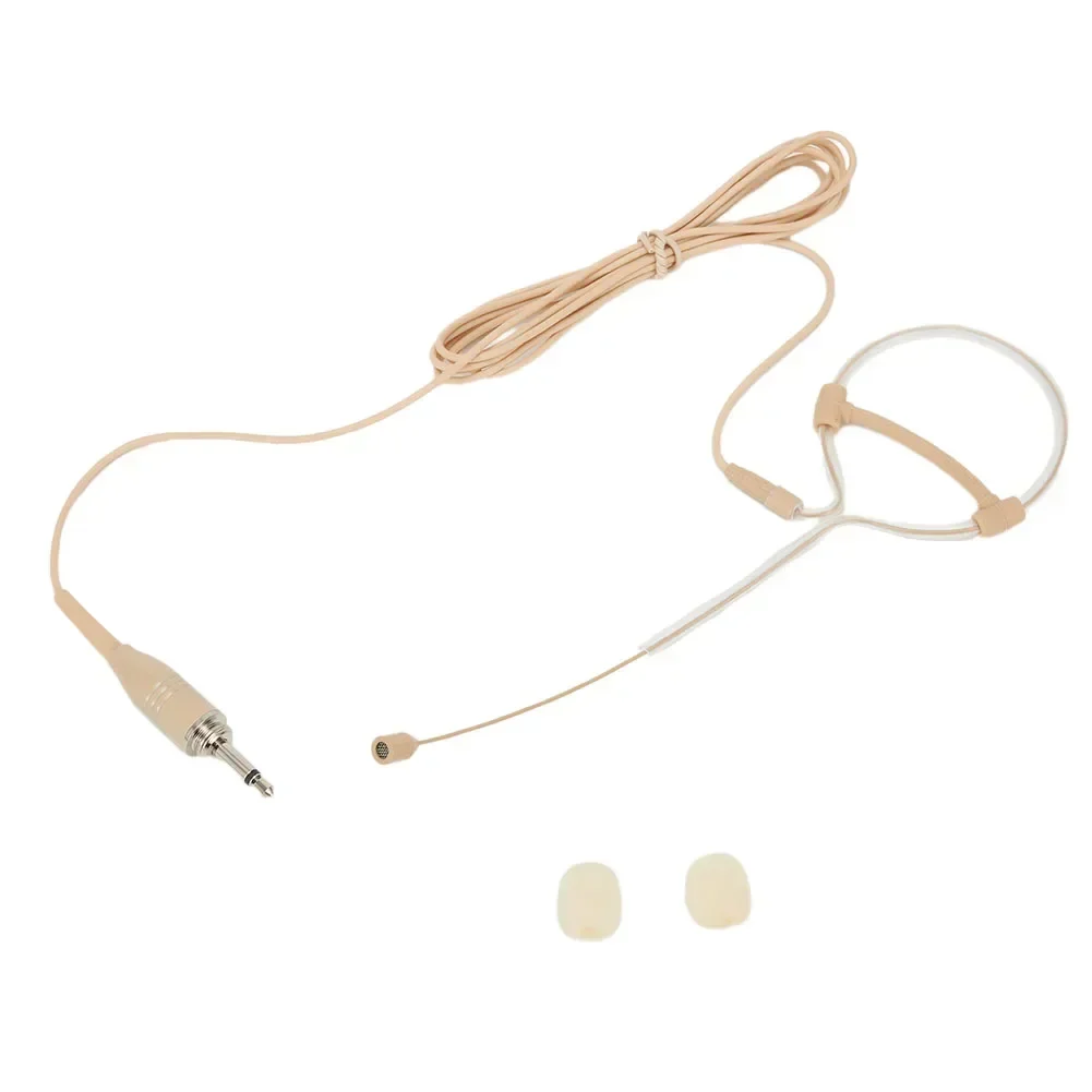 Enkel ørekrok headsetmikrofon 3.5mm 3- pinner 4- pinner xlr-plugg beige hodemikrofon til shure trådløs mikrofon med deksel