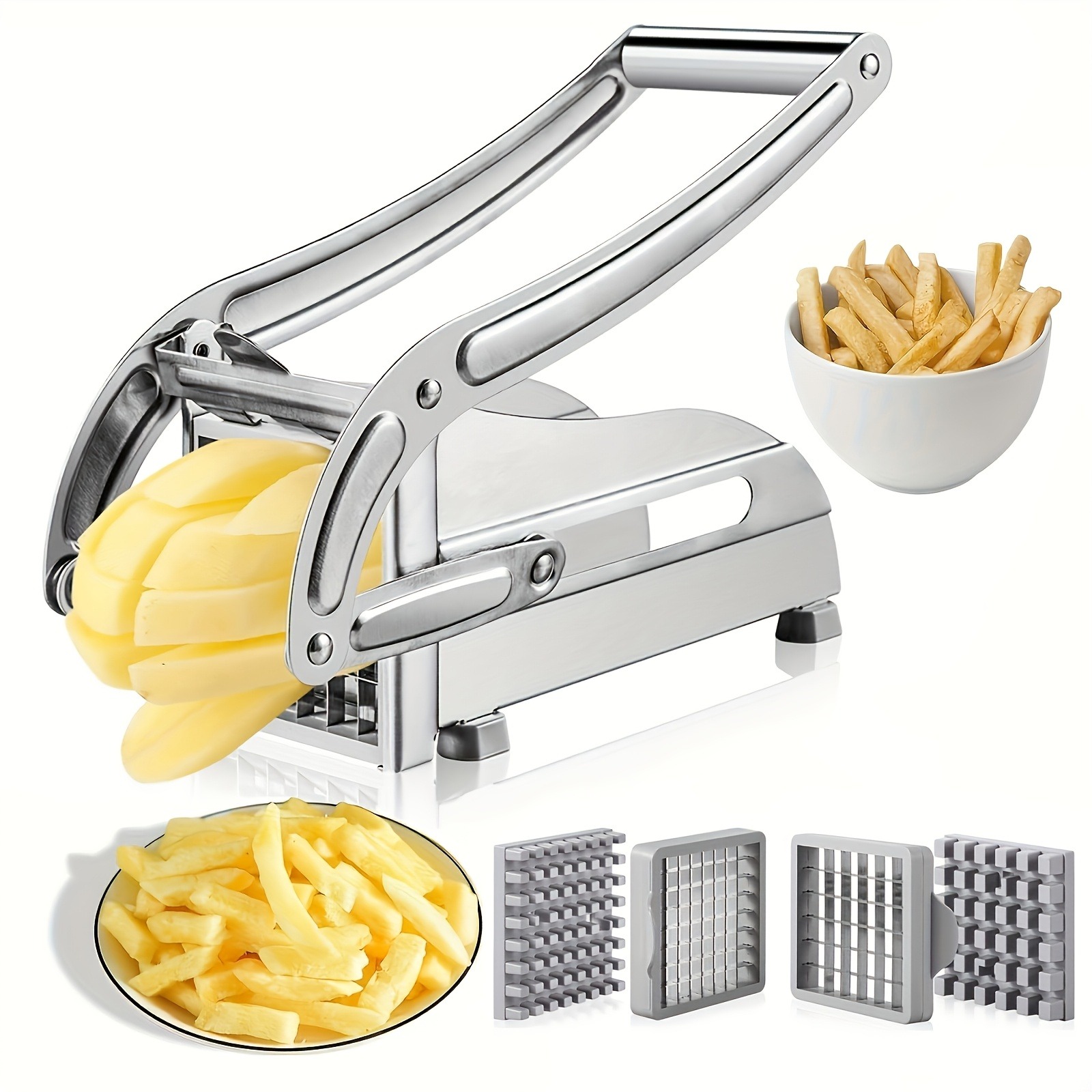 French fry cutter with 2 blades, stainless steel fry cutter, fry slicer, fry cutter for pressing fries