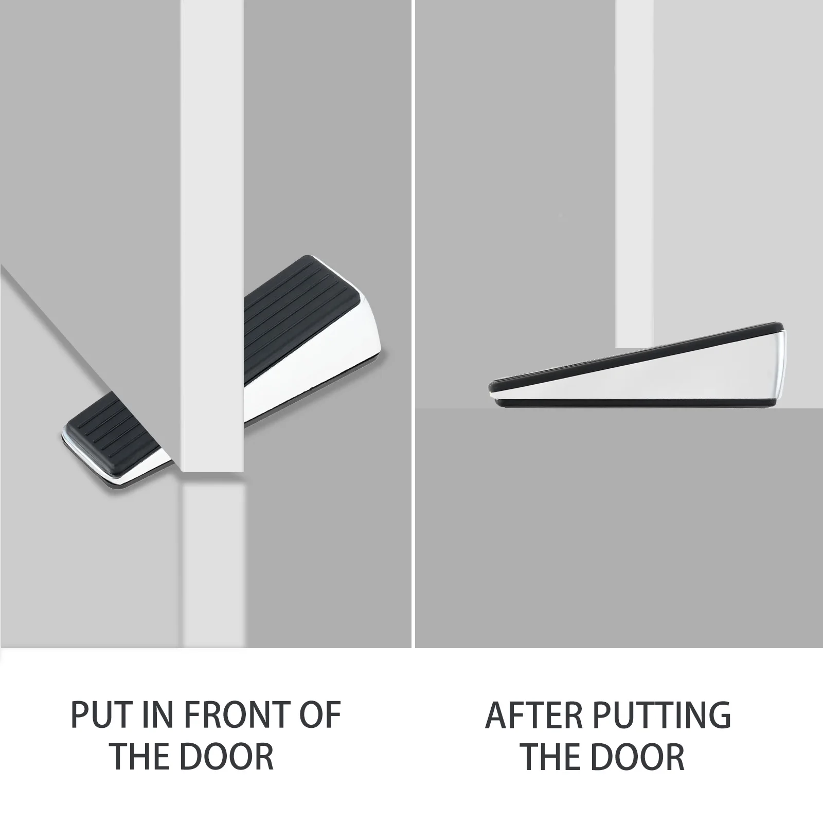 1Pc Wedge Shaped Door Stopper Zinc Alloy Rubber Punch-free Door Buffers Kids Safe Floor Gate Door Stop for Home Office Hospital