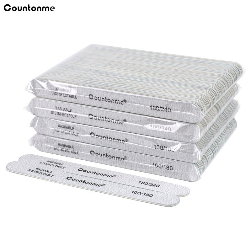 50Pcs/100Pcs Straight Wood Nail Files Double Sided Thick Stick 100/180/240 Sandpaper Grinding Buffer Nail Accessoires Salon Tool