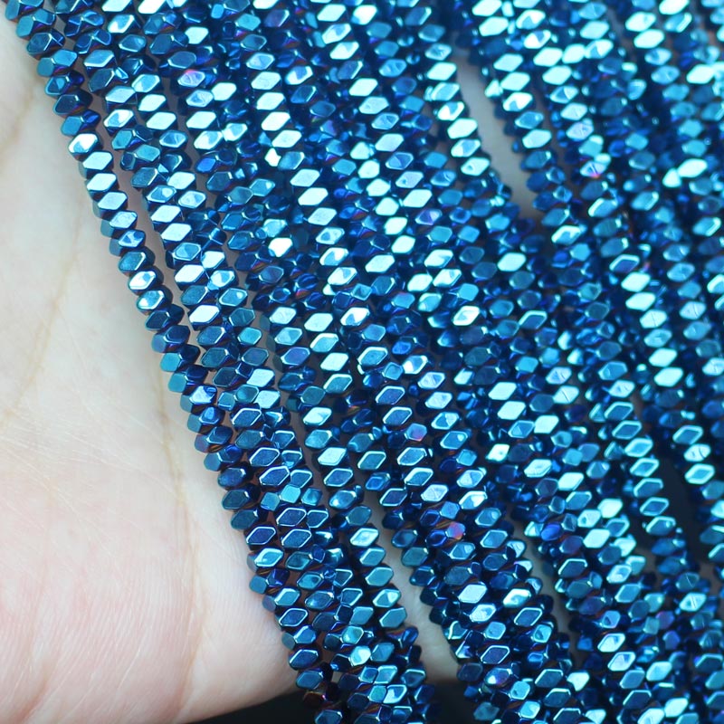 Cuentas sueltas de hematita Natural, abalorios brillantes con facetas, 2x1/2x3/2x4mm, para fabricación de joyas DIY