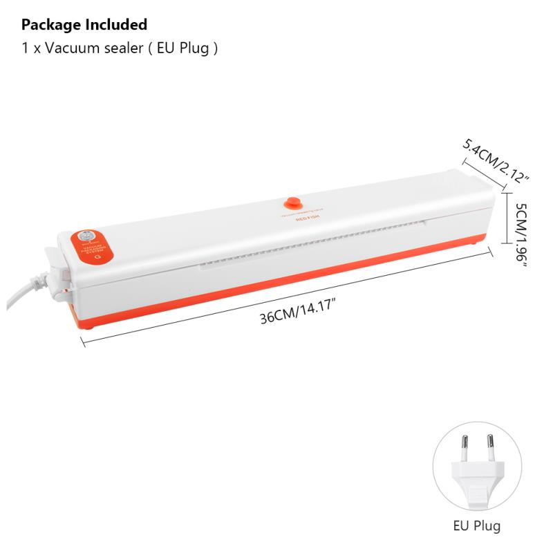 Food Vacuum Sealer Machine Home Food Sealing System Meal Fresh Saver Packing Household For Food Storage 220V Bags: Orange EU Plug
