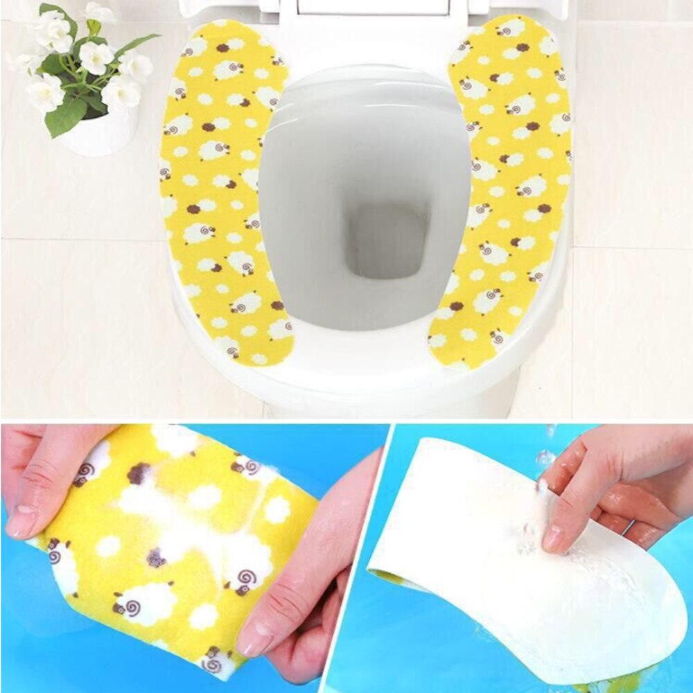 1 par ikke-vævet toiletmåtte pudestoffer, der kan genanvendes vaskbar nærmestool toilet sædeovertræk blød pude lågpude