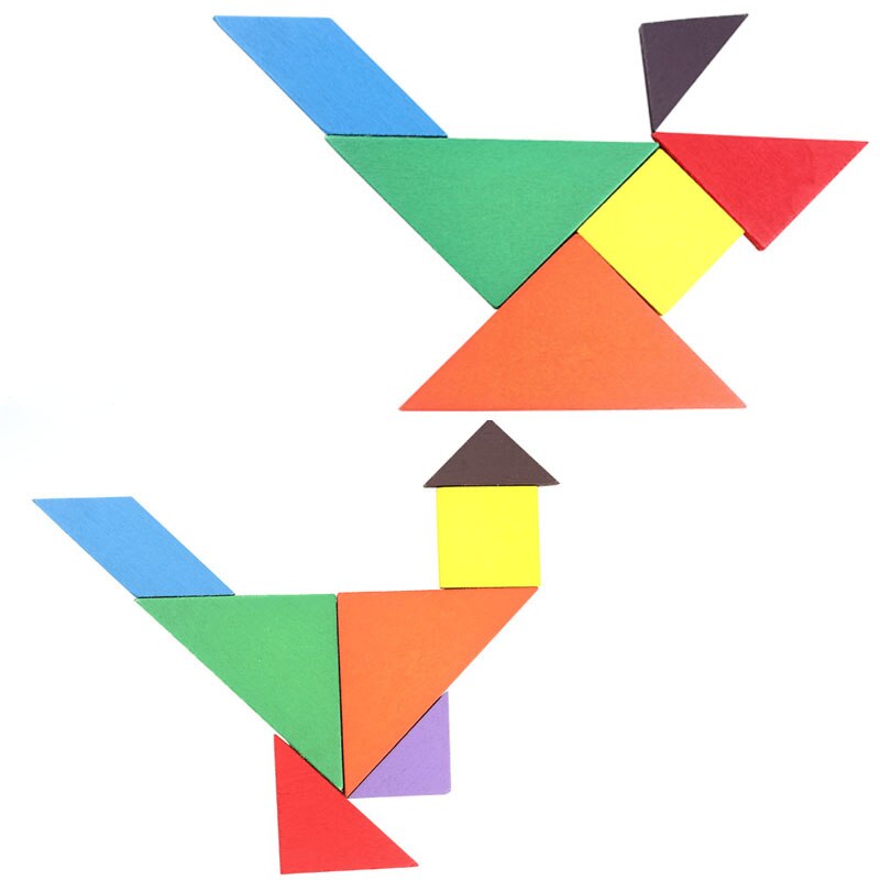 Saizhi 1 st trä tangram 7 bit pussel färgglada fyrkantiga iq-spel hjärngyckel intelligenta pedagogiska leksaker för barn