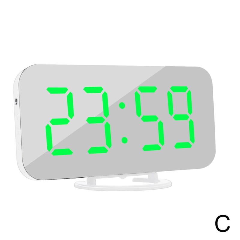 Reloj despertador Digital LED para móvil, espejo con pantalla Led nocturna, 2 puertos de carga USB para iphone, herramienta de teléfono Android, 1 unidad: C