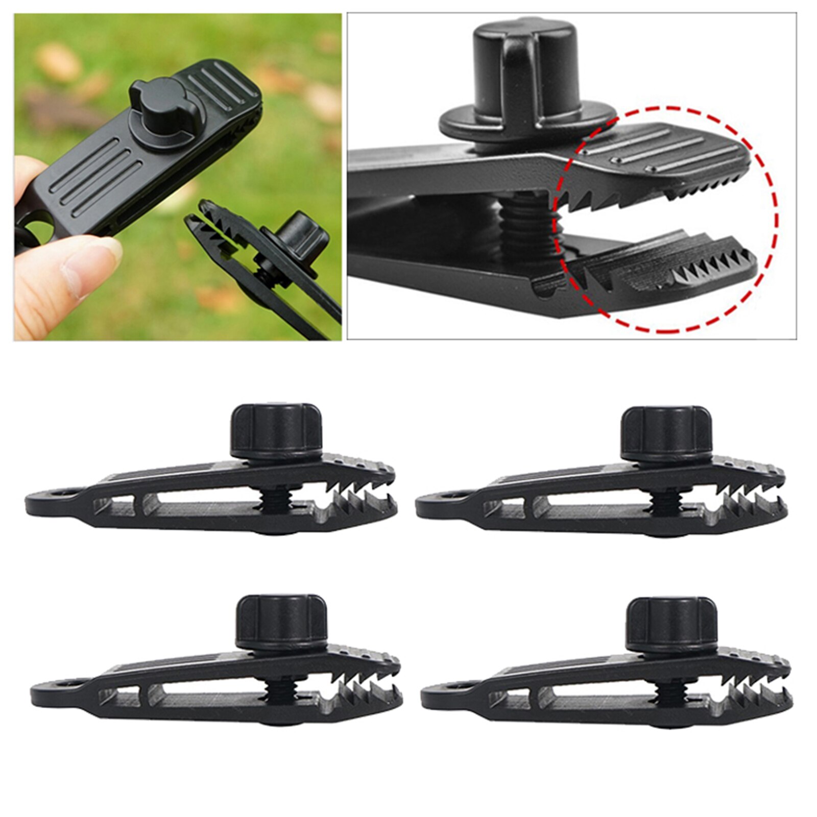 Pinzas para lona de alta resistencia, abrazadera para toldo de tienda, cubierta de barco y coche, broche de amarre, herramientas de cuerda para acampar al aire libre, 4 unids/set por juego