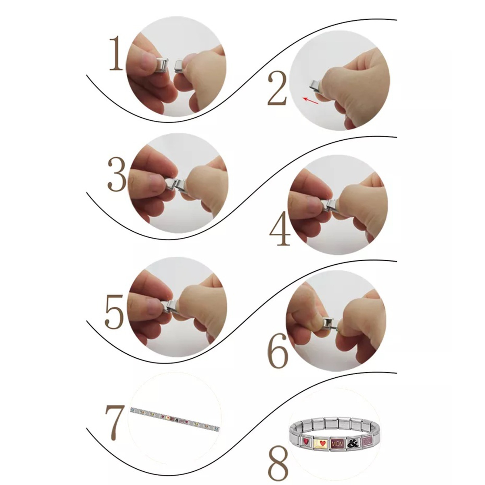 1 Stuk Zink Gebaseerde Legering & Roestvrij Staal Italiaanse Charme Links Voor Diy Armband Sieraden Maken Rechthoek Ster Bedels 10Mm X 9Mm