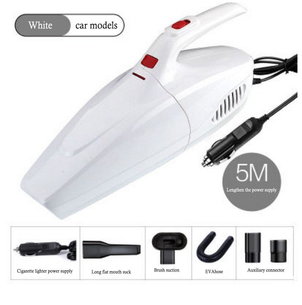 Auto Stofzuiger 120W Draad/Draadloze Auto Handheld Stofzuiger Nat En Droog Super Zuigkracht Nat/Droog stofzuiger Voor Car Home: wire white