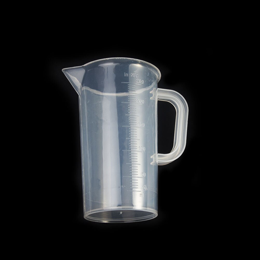 20/30/50/300/500/1000ML Transparent Plastic Measure Jug Pour Spout Surface Kitchen Laboratory Measuring Scale Cup: 250ml With Handle