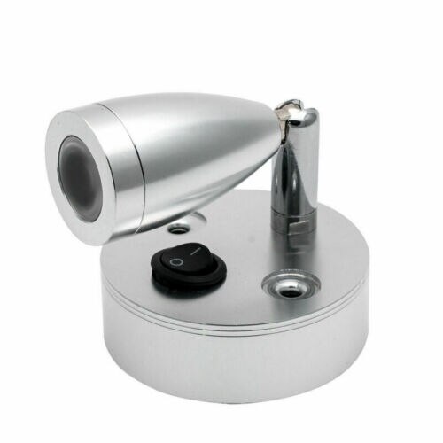 2X12V Switched LED Spot Reading Switch Light Bedside Laptop Caravan Boat RV Lamp White Light 600K