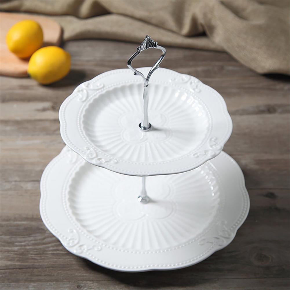 2/3 Tier Cake Stand Pillar Handle Portable Gold Zinc Alloy Mental Plate Cake Candy Dessert Fruits Cookie Wedding Party Accessory